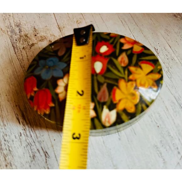 Vintage Kashmiri Paper Mache Trinket Box, Jewelry Box, Flower Box - Picture 7 of 10